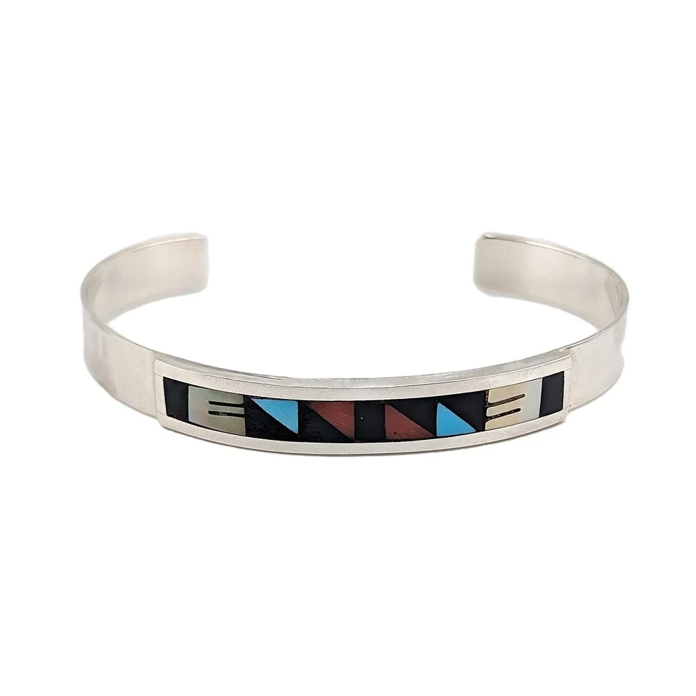 Native American Sterling Silver Bracelet Zuni Jewelry Signed sz 7*
